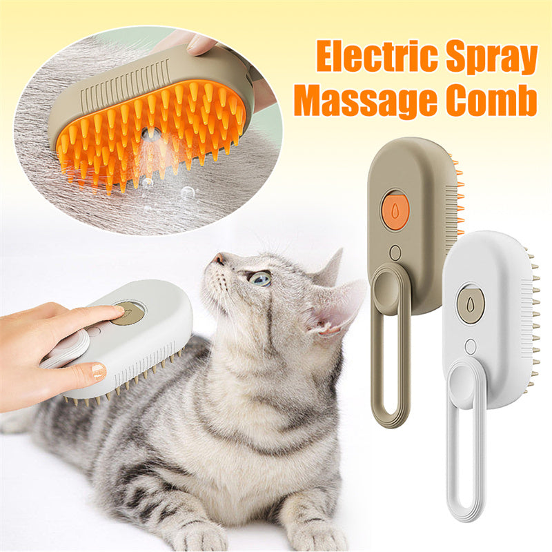 Electric Steam Brush – 3-In-1 Pet Grooming Comb for Cats and Dogs
