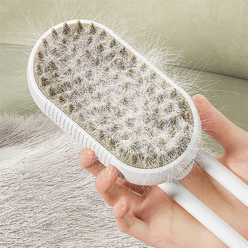 Electric Steam Brush – 3-In-1 Pet Grooming Comb for Cats and Dogs